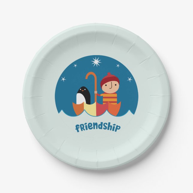 Niedliche Vorschulzeit K verloren und fand Freunds Pappteller (Vorderseite)