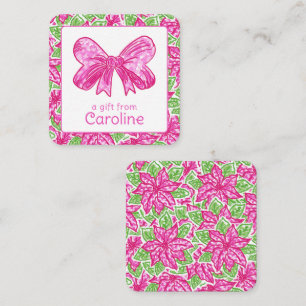 Niedliche Vorweihnachtscreme, Rosa und grüne Bogen Mitteilungskarte