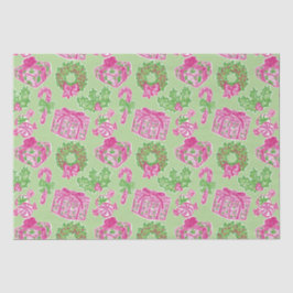 Niedliche Vorweihnachtscreme, rosa und grüne Vortr Seidenpapier