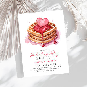 Niedliche Waffeln Valentine Galentines Brunch Einladung