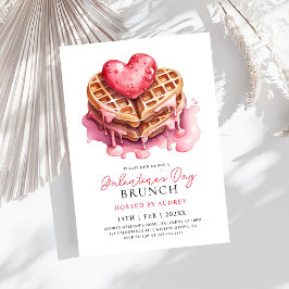 Niedliche Waffeln Valentine Galentines Brunch Einladung