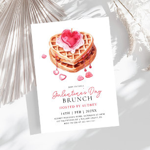 Niedliche Waffeln Valentine Galentines Brunch Einladung