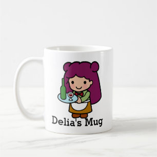 Niedliche Waitress mit Wein Kaffeetasse
