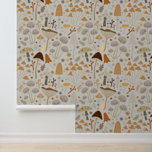 Niedliche Wald Pilze warme goldene Weide Grüne Nat Tapete