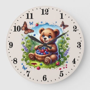 Niedliche Waldbärenliebhaber Große Wanduhr