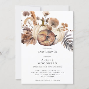 Niedliche Wälder Fox Pumpkins fallen Einladung