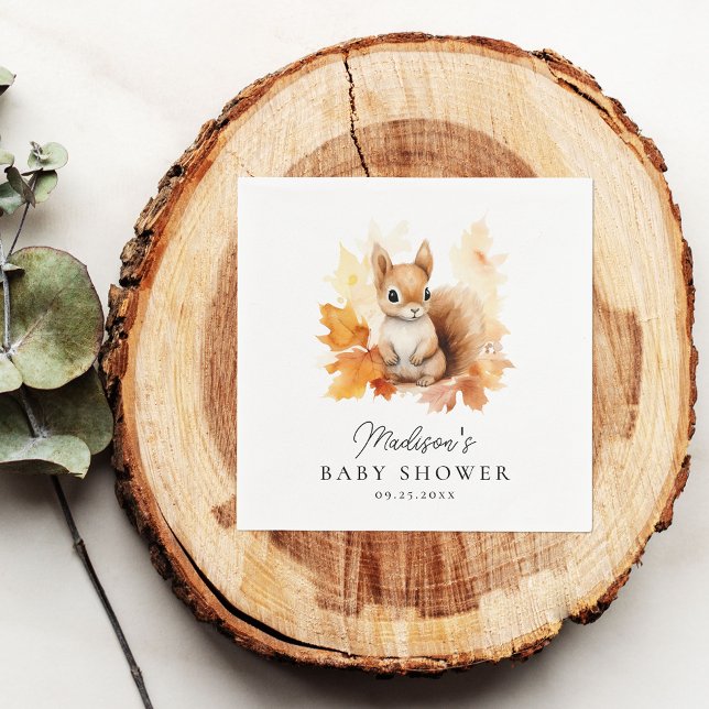 Niedliche Waldereichhörnchen Herbstdusche Serviette (Von Creator hochgeladen)