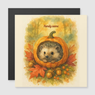 Niedliche Waldernte-Hüterin Herbst-Aquarell Magnetkarte