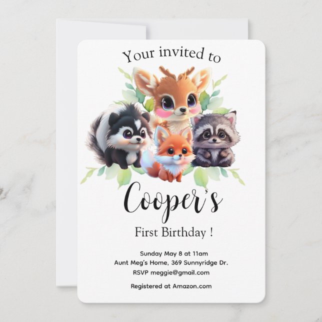 Niedliche Waldfreunde Fuchs-Raccoon-Reh (Vorderseite)