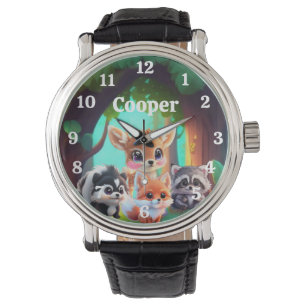Niedliche Waldfreunde Fuchs-Raccoon-Reh Armbanduhr