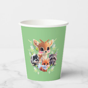 Niedliche Waldfreunde Fuchs-Raccoon-Reh Pappbecher