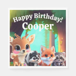 Niedliche Waldfreunde Fuchs-Raccoon-Reh Serviette