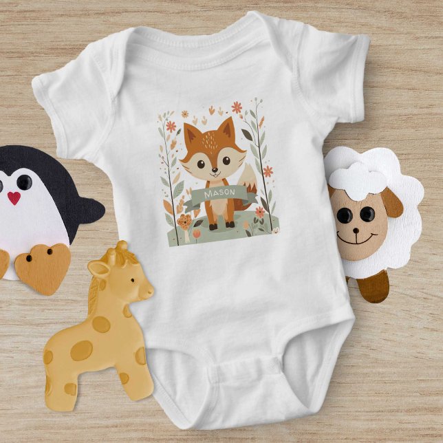 Niedliche Waldfüchse, Waldtiere, geschlechtsneutra Baby Strampler (Cute Woodland Fox, Gender Neutral Baby Bodysuit.)
