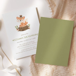 Niedliche Waldfüßer-Käse Grün Minimalistisch Gebur Einladung