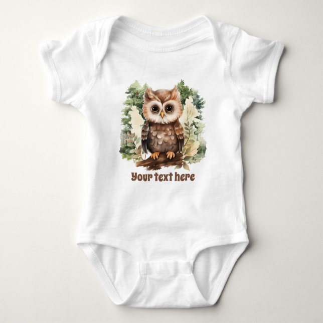 niedliche Waldhündin unisex Text hinzufügen Baby Strampler (Vorderseite)