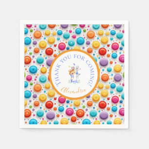 Niedliche Waldkaninchen schwingen farbenfrohe Polk Serviette