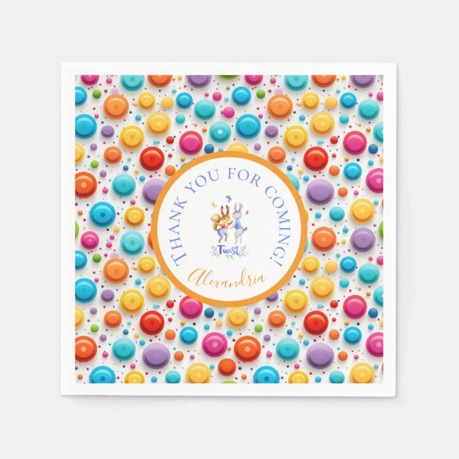 Niedliche Waldkaninchen schwingen farbenfrohe Polk Serviette (Vorderseite)