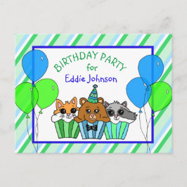 Niedliche Waldkreaturen Cupcake Geburtstag lädt ei Postkarte
