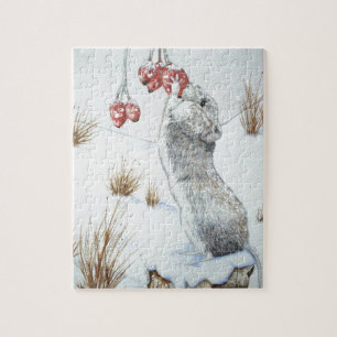 niedliche Waldmaus Winterschneewelt Puzzle