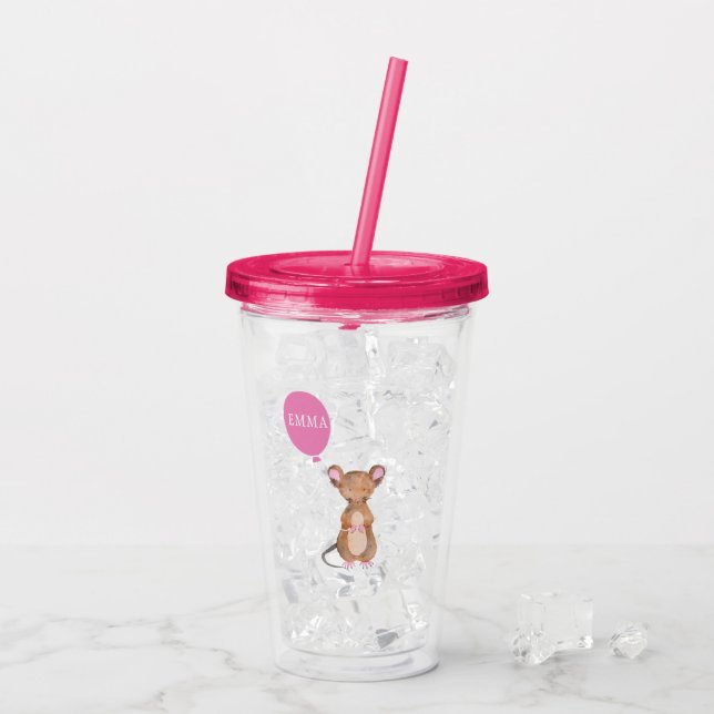 Niedliche Waldmäusepersonalisierte Kinder Acryltrinkbecher (Rückseite Ice)
