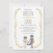 Niedliche Waldraccoons Rustikale Hochzeit