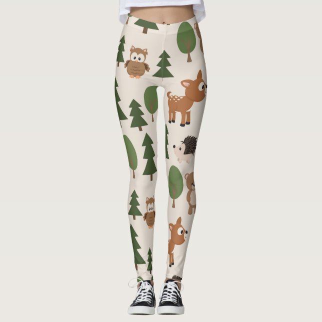 Niedliche Waldtierart Leggings (Vorderseite)