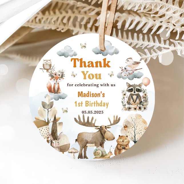 Niedliche Waldtiere 1. Geburtstag Gastgeschenk Tag Geschenkanhänger (Von Creator hochgeladen)