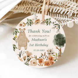 Niedliche Waldtiere 1. Geburtstag Party Geschenkanhänger