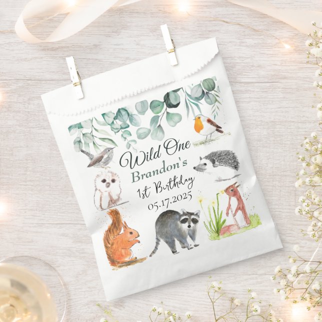 Niedliche Waldtiere 1. Geburtstag Wild One Geschenktütchen (Ausgeschnitten)