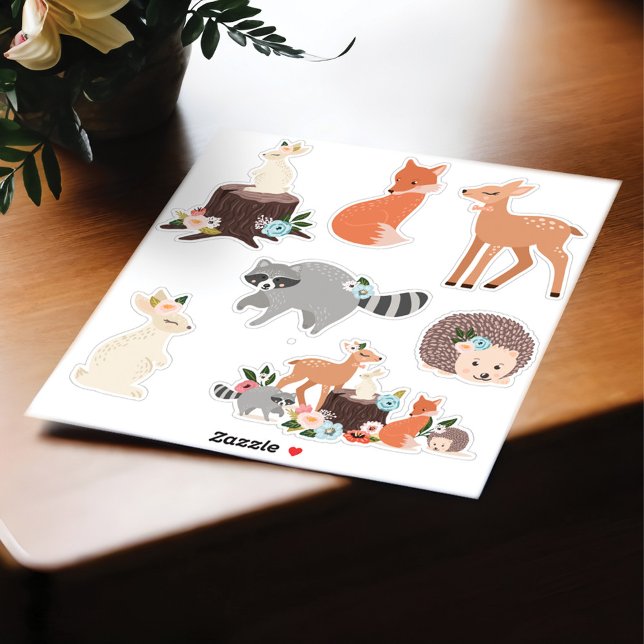 Niedliche Waldtiere aus dem Kleinwald Aufkleber (Cute Baby Woodland Forest Animals Sticker)