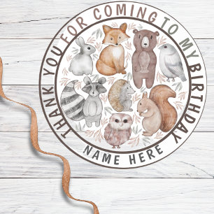 Niedliche Waldtiere Danke Party Runder Aufkleber