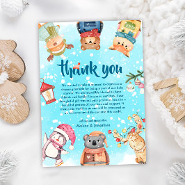 Niedliche Waldtiere Elegante Winter Baby Dusche Dankeskarte