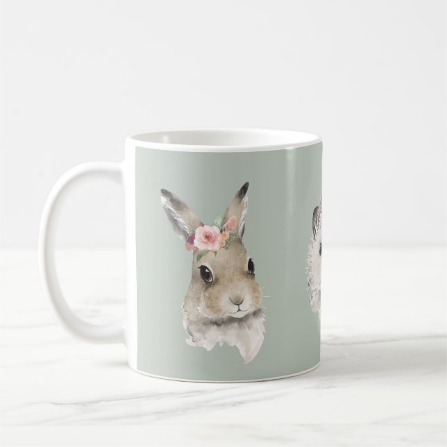 Niedliche Waldtiere Flora Wasserfarbe Kaffeetasse (Links)