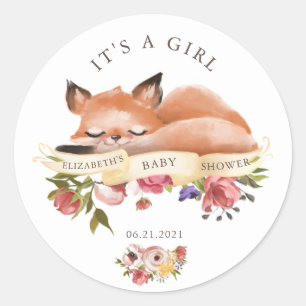 Niedliche Waldtiere floral Es ist ein Girl Sticker