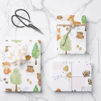 Niedliche Waldtiere Geschenkpapier Set