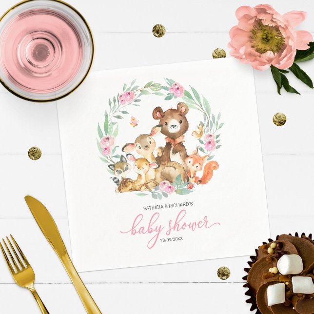 Niedliche Waldtiere Grünpflanzen Kinderdusche Serviette (Von Creator hochgeladen)