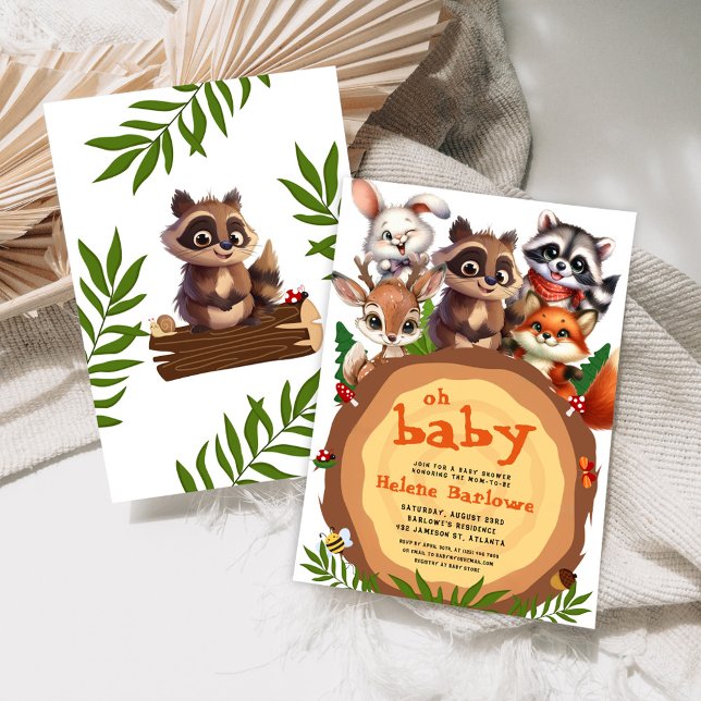 Niedliche Waldtiere Kinderdusche Einladung (Cute Woodland Forest Animals Baby Shower Invitation)