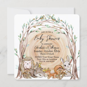 Niedliche Waldtiere Kinderdusche Einladung