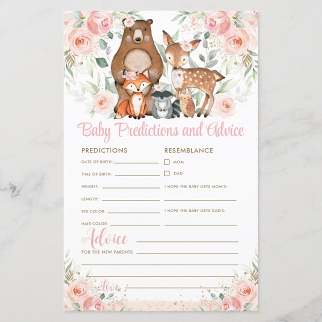 Niedliche Waldtiere Kindervoraussagen und Ratschlä (Vorderseite)