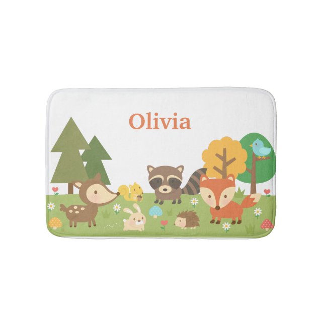 Niedliche Waldtiere Kinderzimmer Dekoration Badematte (Vorderseite)