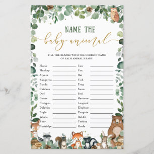 Niedliche Waldtiere Name Baby Animal Match Game