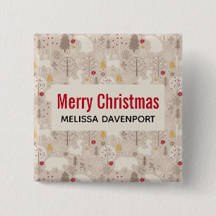 Niedliche Waldtiere Nordic Muster Weihnachten Button