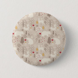 Niedliche Waldtiere Nordic Muster Weihnachten Button