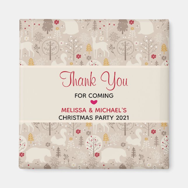 Niedliche Waldtiere Nordic Muster Weihnachten Magnet (Vorne)