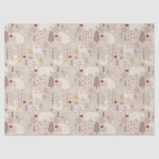 Niedliche Waldtiere Nordic Muster Weihnachten Seidenpapier (Vorderseite)