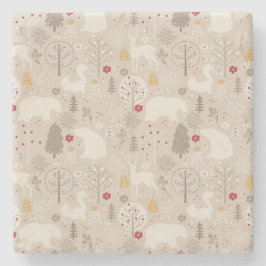 Niedliche Waldtiere Nordic Muster Weihnachten Steinuntersetzer