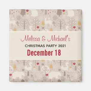 Niedliche Waldtiere Nordische Muster Save the Date Magnet