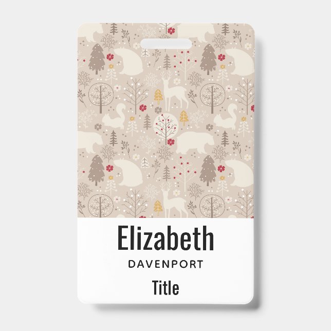 Niedliche Waldtiere Nordisches Muster Ausweis (Vorderseite)