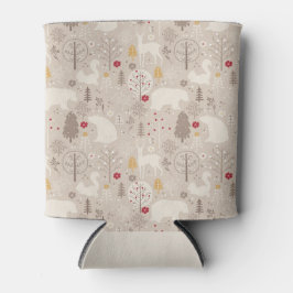 Niedliche Waldtiere Nordisches Muster Dosenkühler