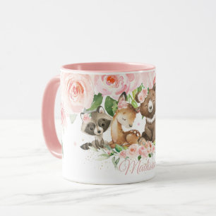 Niedliche Waldtiere Rosa Blütenblüte Tasse